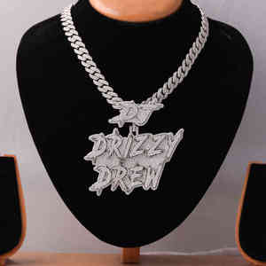Personalizado de alta calidad Drizz Drew Iced Out Moissanite diamante colgante collar elegante Hip Hop joyería para fiestas bodas regalos - Product Image 2