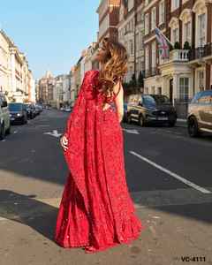 <b>Indian</b> Traditional Wear Soft Georgette <b>Fabric</b> with Embroidery Work and Real Mirror and Embroidery Work Lace Border Saree - Product Image 3