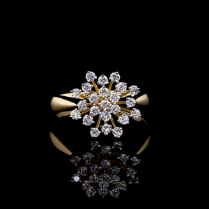 Bague de luxe en diamant rond brillant cultivé en laboratoire, motif floral étoilé, bijoux raffinés pour fiançailles, fêtes et usage quotidien - Product Image 1