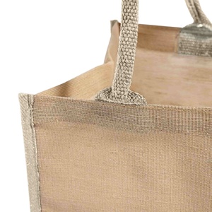 Juco Durable 12oz Thick Square Tote Jute Burlap Canvas Beach Bag Rope Reusable Plain Screen Letter <b>Medium</b> for Daily Use Gift - Product Image 6