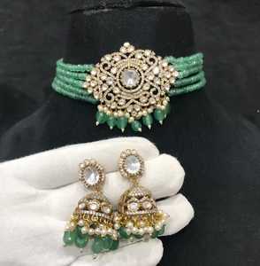 ชุดต่างหูแบบโชกเกอร์ลายทองโบราณมีสไตล์ชุดเครื่องประดับทองเหลืองที่ทันสมัยสำหรับงานแต่งงานของขวัญวันครบรอบ - Product Image 6