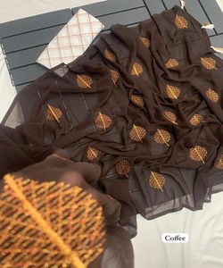 Saree en mousseline de soie à motifs imprimés à la mode fabuleux pour les mariages et les fêtes pour les occasions à la mode - Product Image 6