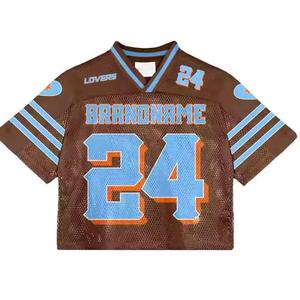 Maillot de football américain personnalisé pour homme, streetwear surdimensionné, respirant, à manches courtes, col en V, brodé - Product Image 2