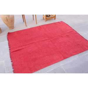 Alfombra Turca Vintage, Alfombra de 4.6x6.1 pies, Alfombra de Camuflaje Roja y Blanca - Product Image 4