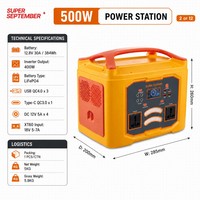 Station d'alimentation portable à batterie solaire 500W 384Wh, batterie LiFePO4, haut-parleur Bluetooth pour extérieur, lumières RGB, charge rapide QC4.0