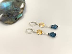 Citrine London Blue Topaz Custom Dangle <b>Earrings</b> <b>Silver</b> Gemstone <b>Drop</b> Dangle <b>Earrings</b> 925 Sterling <b>Silver</b> Fine Jewelry <b>Earring</b> - Product Image 2