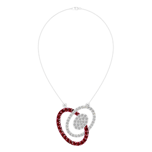 Collar con colgante de remolino elegante de platino 950 con piedras preciosas de rubí y diseño elegante de diamante cultivado en laboratorio, regalo perfecto para mujer - Product Image 1