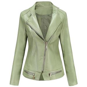 2025 Popular Women Clothing <b>Zipper</b> <b>Jacket</b> Turn-down Collar Wholesale Low Price Leather <b>Jackets</b> - Product Image 1