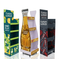 Support d'affichage au sol en carton de forme personnalisée, présentoir en papier POP style bouteille pour la vente au détail de boissons et de vins