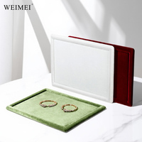 Plateau de présentation de bijoux en daim WEIMEI avec logo personnalisé, plateau de bijoutier en velours rouge, vert, blanc pour bague, pendentif, bracelet, jonc, pendentif