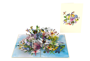 การ์ดป๊อปอัพ 3 มิติ SEAPEARLS ลายแมลงปอในทุ่งหญ้า ผลิตด้วยมือจากเวียดนาม กระดาษอุตสาหกรรม พิมพ์ดิจิทัล เคลือบเงา รับทำตามสั่ง ขนาด 5x7 นิ้ว - Product Image 2