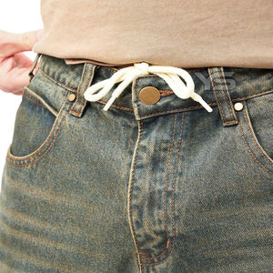 Pantalones vaqueros de mezclilla rectos informales de cintura media, pantalones vaqueros transpirables de Color sólido, suministro ODM para todas las estaciones, invierno, primavera, verano, oscuro - Product Image 3