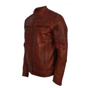 Offre Spéciale Veste de moto d'hiver avec logo personnalisé OEM Vêtements d'extérieur en cuir véritable mince tendance pour hommes Veste grande taille imperméable - Product Image 4