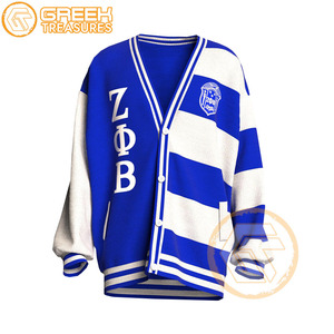 Cárdigan de hermandad griega de alta calidad personalizado Zeta Phi Beta acrílico bordado transpirable Casual suéteres de invierno para mujeres - Product Image 6