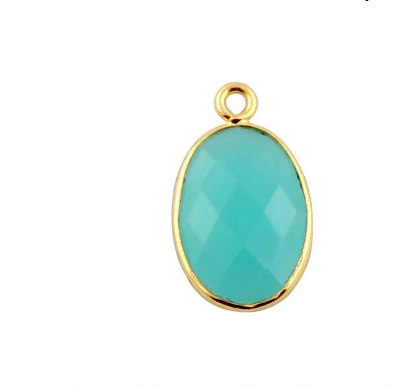 قلادة من الفضة الإسترلينية البيضاوية الشكل من Aqua Chalcedony والمجوهرات الجميلة، 10x14mm Approx Bezel مجوهرات حجر ميلاد مايو