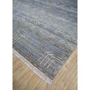 Tapis en laine afghane noué à la main gris noir Viscaya, motif médaillon classique, grand format 9x12, technique de tissage plat pour salon - Product Image 2