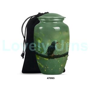 Meilleure vente belle urne de crémation oiseau macareux adulte pour les cendres humaines grande urne funéraire décorative avec sac de velours gratuit - Product Image 3