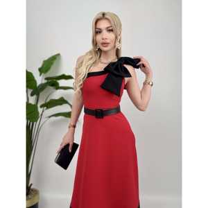 ชุดเดรสทรงเอไลน์แบบไหล่เดียวผ้าซาตินปี 2040 พร้อมโบว์และเข็มขัด โดดเด่นด้วยดีไซน์เอวธรรมชาติ - Product Image 6