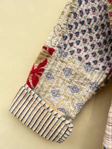 Designer Women's Handmade Floral Quilted Cotton <b>Jacket</b> Short Length Boho Blockprint Winter Coat Soft Patchwork Quilted Features - Product Image 4