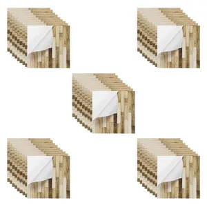 5 uds baldosas de suelo de grano de madera Peel and Stick Fácil instalación para decoración de baño - Product Image 1