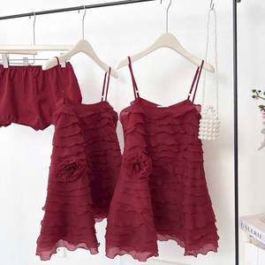 Conjunto de Top Corto con Volantes de Chifón Transpirable y Pantalones Cortos para Uso Diario de Mujeres - Product Image 6