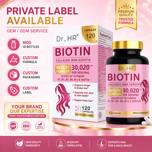 En stock – Capsules de complexe beauté à haute puissance de biotine 30020mcg avec collagène, MSM, kératine, <span class=keywords><strong>B1</strong></span>, B2, B3, <span class=keywords><strong>B6</strong></span>, B12 pour soutenir la santé des cheveux et de la peau - Product Image 3