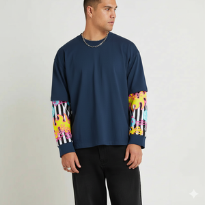 Fournisseur d'usine T-shirt à couches | OEM Casual Street wear Top à manches longues - Product Image 2