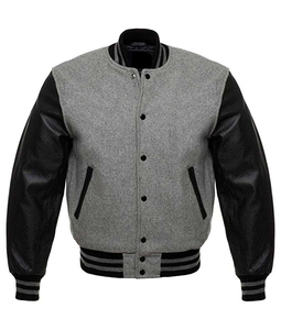 2026 Windproof Bomber Varsity <b>Jacket</b> Grey Wool Body Sleeves <b>Leather</b> <b>Mens</b> Outdoor CollegeBaseballjacket for <b>men</b> DDP Shipping - Product Image 1