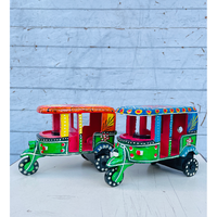 Fabriqué à la main en bois Taxi pousse-pousse Miniature modèle Vintage décoratif à la main pièce de collection pour le bureau à domicile et le cadeau
