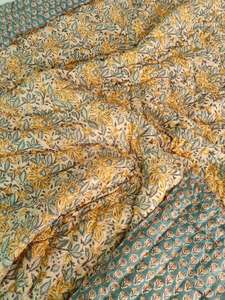 Couverture en coton Kantha indien, imprimé en blocs, couvre-lit fait à la main, couverture d'hiver confortable, décoration d'intérieur, literie matelassée - Product Image 2