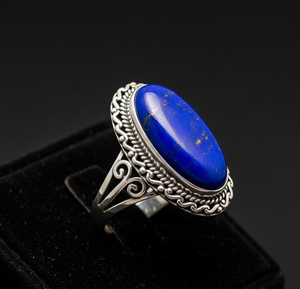 Latest Design Custom 925 Silver Fashion <b>Ring</b> High Quality <b>Lapis</b> <b>Lazuli</b> Crystal Rhodium Rose Gold Plating Wedding Party Band - Product Image 4