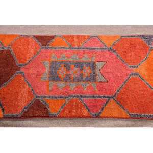 Turkish <b>Runner</b> <b>Rug</b>, 2.8x11.2 ft Vintage <b>Rug</b>, Orange Herki Wool <b>Rug</b> - Product Image 4