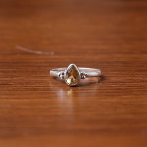 แหวนเงิน925ทันสมัยคลาสสิกพร้อมหินซิทรีนและเพชรหมั้นครบรอบและของขวัญแต่งงานสำหรับผู้หญิงและเด็กผู้หญิง - Product Image 2