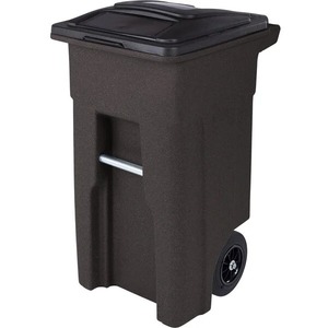 Poubelle rectangulaire à roulettes Toter de 32 gallons en mousse rotomoulée marron avec couvercle - Product Image 5