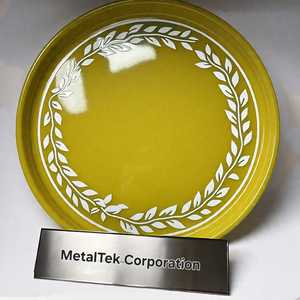 Bandeja de servicio redonda moderna floral hecha a mano bandeja de aperitivos de color personalizado único decorativo regalo patrón floral organizador bandejas de metal - Product Image 5