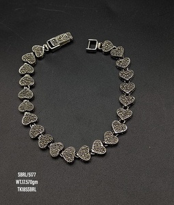 Bracelet en argent sterling 925 en forme de cœur, oxydé, fait à la main, combo cadeau pour filles et femmes, prix de gros - Product Image 1
