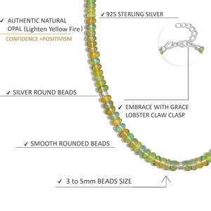 Women's Elegant 925 Sterling Silver <b>Necklace</b> 16IN Size Natural Yellow Opal Beads Yellow Gold Plated <b>Birthstone</b> Jewelry Weddings - Product Image 4