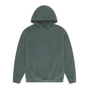 Sweat à capuche vintage vert délavé personnalisé-Sweat à capuche pull-over de couleur unie pour hommes et femmes en streetwear - Product Image 1