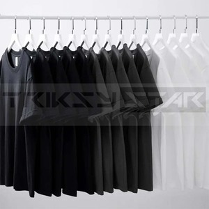 Surdimensionné 240g couleur Pure coton lourd homme T-Shirt marque de mode hommes lâche goutte épaule à manches courtes 100% tissu tricoté - Product Image 4