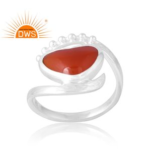 Vente chaude 925 Sterling Silver Natural Red Onyx Gemstone Ring Bijoux personnalisés pour les femmes Cadeau pour elle - Product Image 1