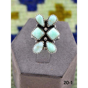 Bague ajustable en argent sterling et turquoise Paloma d'inspiration sud-ouest, bijou tendance en acier inoxydable avec sertissage clos, cadeau idéal - Product Image 1