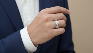 14K Gold & Diamond Classic Nine-<b>Stone</b> Channel Set Men's Ring | 0.44CTTW Brilliant Cut Diamond - Product Image 6