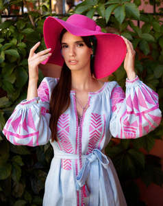 Nuevo estilo de las mujeres de moda elegante bordado completo globo mangas hasta el suelo vestidos de cintura natural - Product Image 3