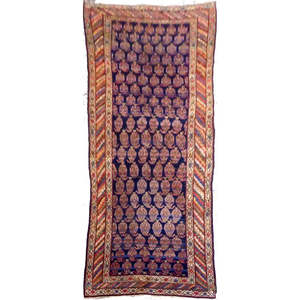 Tapis persan kurd noué à la main en laine et coton naturels 9'2'' x 4'7'' - Product Image 1