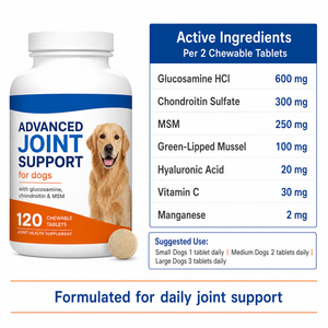 Complément Avancé pour Articulations Canines en Gros : Glucosamine, Chondroïtine, MSM, Acide Hyaluronique pour la Santé Articulaire du <span class=keywords><strong>Chien</strong></span> - 120 Comprimés OEM - Product Image 6