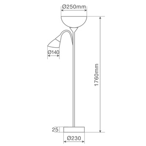 Lámpara de pie E27 con luz de lectura E14, 1760 mm. Nawis Blanco (GSC 204400045) - Product Image 2