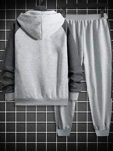 Chándal de talla grande ecológico hecho a medida para hombre, pantalones con capucha y cremallera completa, conjunto de 2 piezas al por mayor - Product Image 3