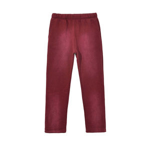 Nueva moda de moda cintura elástica de punto sol desteñido pantalones de chándal de poliéster/algodón de alta calidad pantalones de pierna recta para hombres ropa informal - Product Image 1
