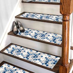 Alfombra Geométrica con Diseño de Escalones, Alfombra con Patrón Étnico, Alfombra de Color Abstracto, Alfombra Estampada - Product Image 3