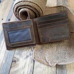 Nueva llegada Bifold Genuine Crazy Horse cuero tarjetero Cartera de lujo estilo Vintage RFID WML-0006 para hombres abierto antirrobo - Product Image 3